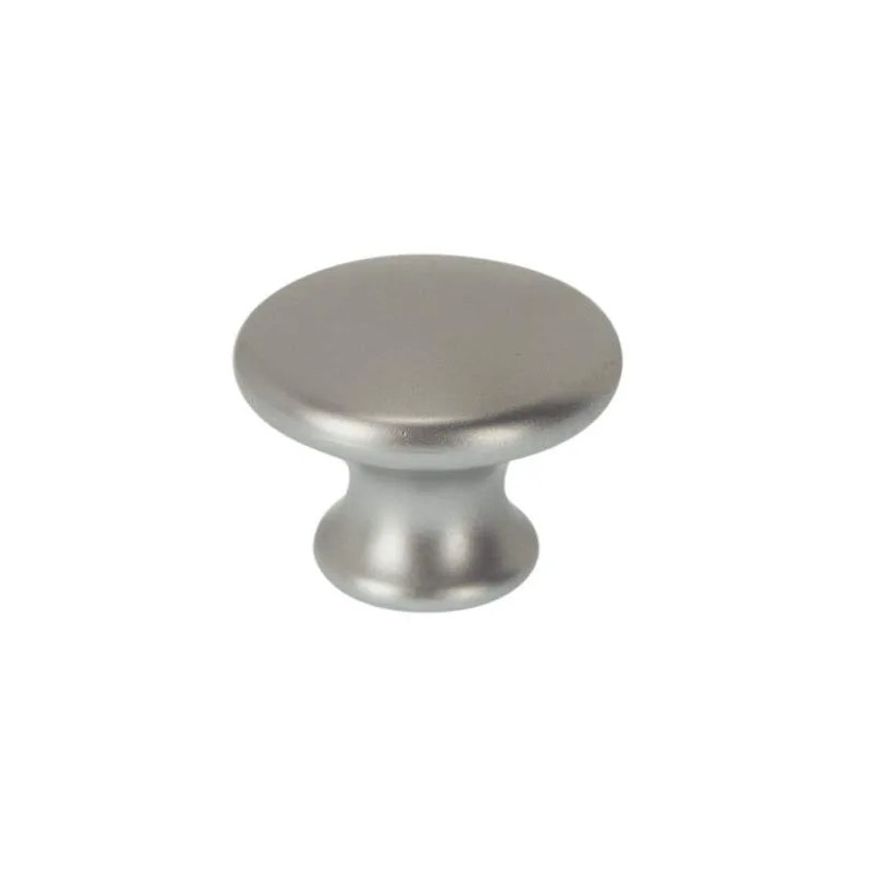 Aluminium grijze ronde kunststof knop, D.37mm, H.28mm, 1 stuk met schroeven.