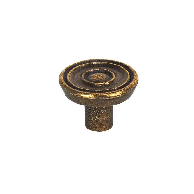 Ronde geribbelde knop in barokstijl, glanzend brons, D.30mm, H..21mm, 1 stuk met schroeven.