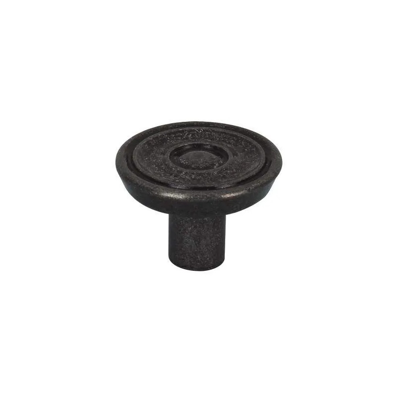Ronde geribbelde knop, barokstijl, oud zilver, D.30mm, H.21mm, 1 stuk met schroeven.