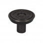 Ronde geribbelde knop, barokstijl, oud zilver, D.30mm, H.21mm, 1 stuk met schroeven.