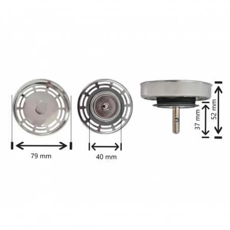 PANIER DE BONDE RADIAL 3,5\" AVEC TIGE - 20 ENCOCHES - BLANCO