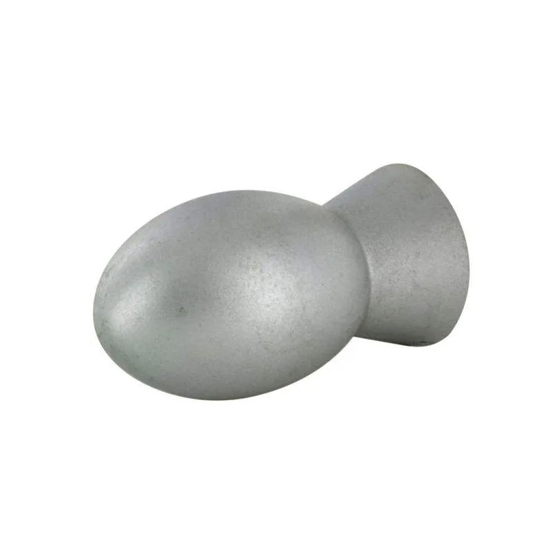 Olijf knop, aluminium grijs PVC, D.15mm, H.30mm, 1 stuk met schroeven.