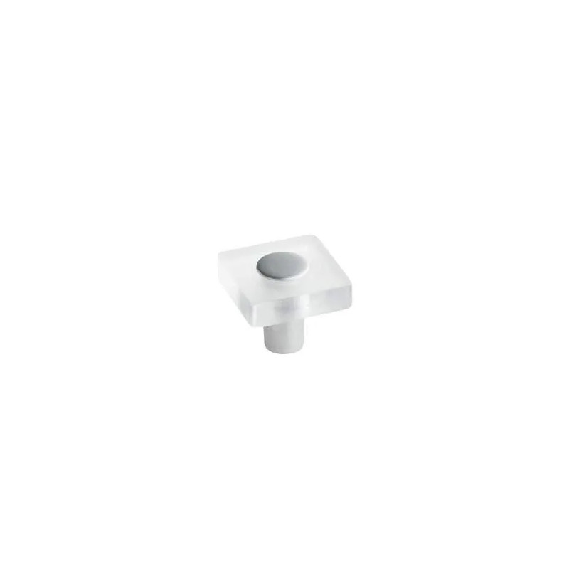 Vierkante PVC knop, helder, 30x30mm, H.26mm, 1 stuk met schroeven.