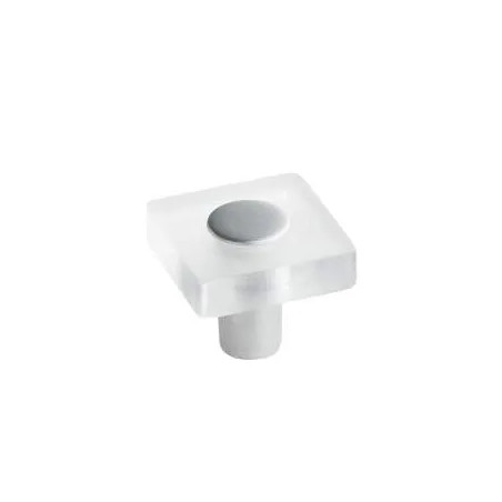 Pomello quadrato in PVC, trasparente, 30x30 mm, H.26 mm, 1 pezzo con viti.