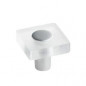 Vierkante PVC knop, helder, 30x30mm, H.26mm, 1 stuk met schroeven.