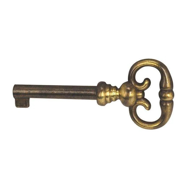 Dij-sleutel, Zamak brons, L.70mm, Schacht 37mm, 1 stuk met schroeven.