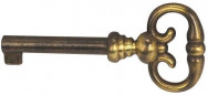 Dij-sleutel, Zamak brons, L.70mm, Schacht 37mm, 1 stuk met schroeven.