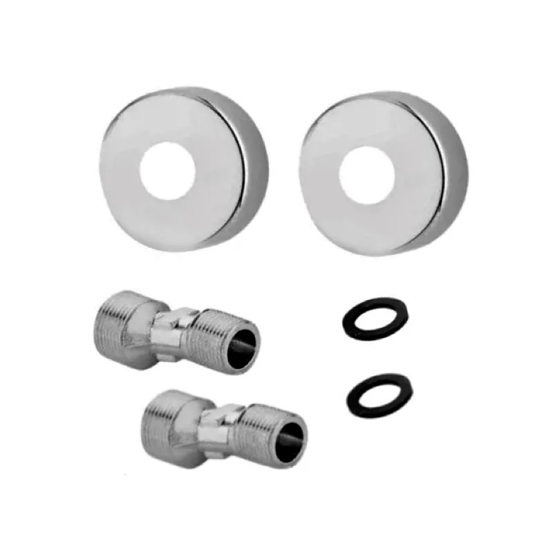 Wand excenterfittingen met ronde rozet D.60mm, P.20mm, per paar.