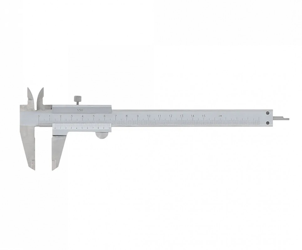 Verchroomd stalen schuifmaat, 150 mm, nauwkeurigheid 0,02 mm