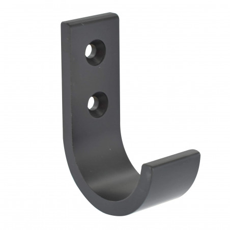 Round coat hook, matt black aluminium, L.25mm, H.70mm, P.50mm