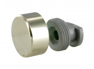 Glashalter mit abgeschrägter Kante, D.18mm, für Glas Ep.6mm, Messing vernickelt, 4 Stück.