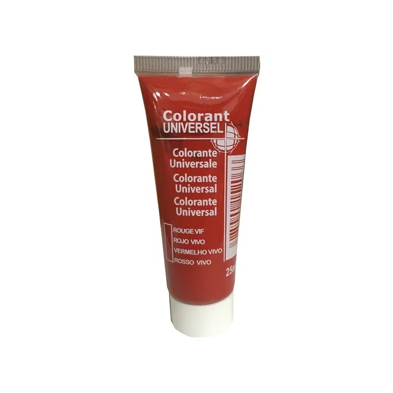 Universele kleurstof, tube van 25 ml, helder rood.