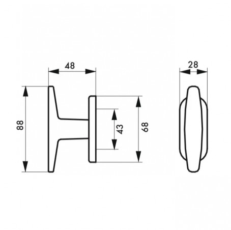 Handle, window knob champagne anodized, with installation screw