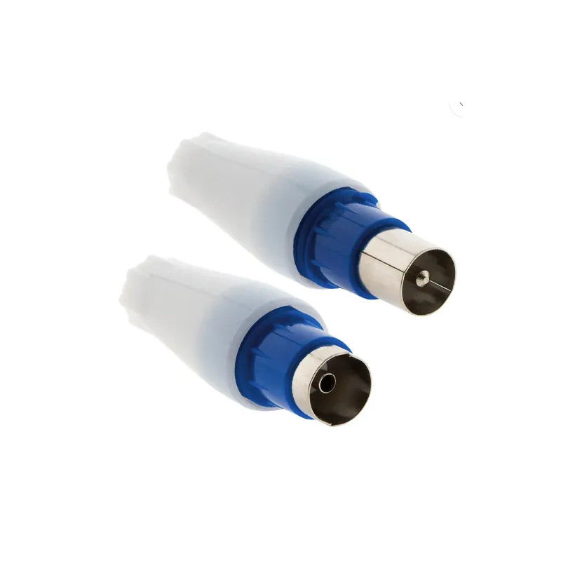 2 TV plugs, 1 male and 1 female, straight output, diameter 9.52mm.