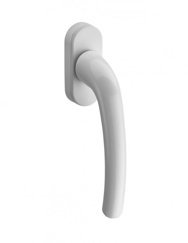Window handle, 90° espagnolette lever handle with concealed screw, white Window handle, 90° espagnolette lever handle with concealed screw, white