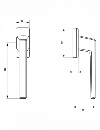 Fenstergriff, Archimedes-Drücker mit verdeckter Schraube, versilbert