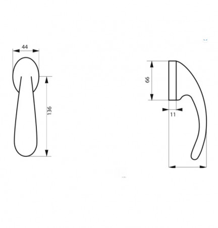 Poignée de fenêtre, béquille Gran prix avec vis invisible, alu perle chromée