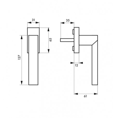 Window handle, Fifty lever handle with concealed screw, satin nickel-plated matt