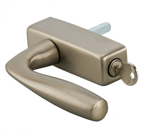 Poignée de fenêtre, béquille Fifty à clé avec vis invisible, alliage nickel satiné mat