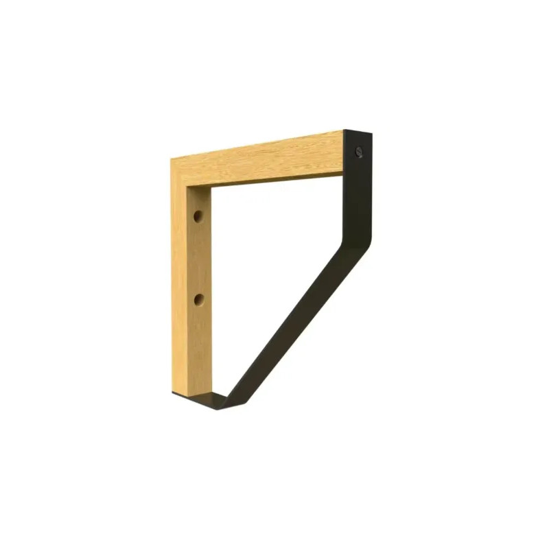 MIX P opschroefbare hoeksteun in onbehandeld beuken/zwart staal, 202x202mm.