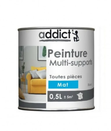 Peinture multi supports, bleu lagon satin, 0,5 litre