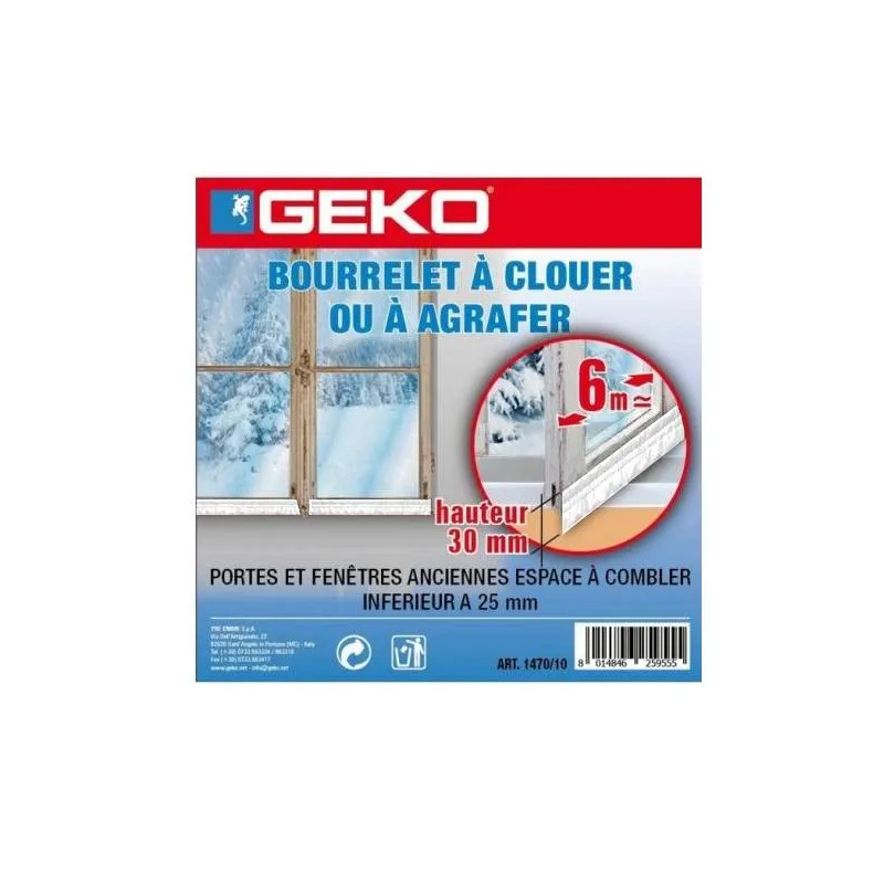 PVC-balken voor spijkeren of nieten, voor deuren en ramen, 6 m x 30 mm, wit
