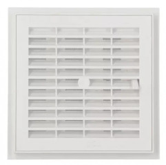 Square PVC ventilation grille, sealable, removable, with closure 176x176 mm, white