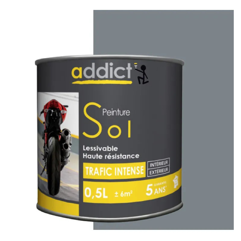 Pintura de suelo de alta resistencia monocomponente, gris plata, 0,5 litros