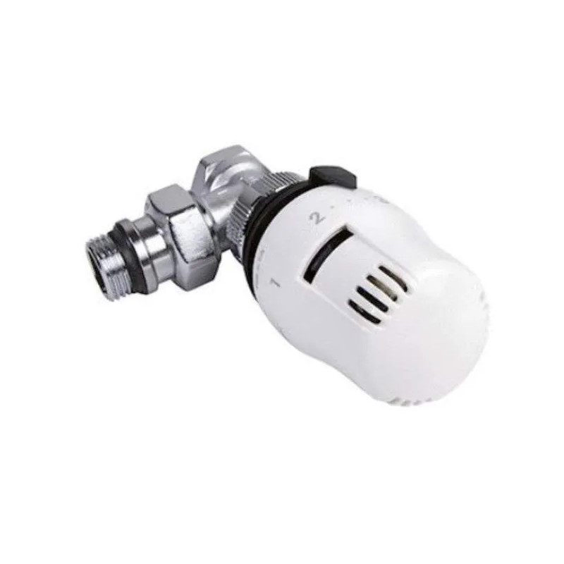 Set voor radiator, hoekkraan 15x21 (1/2") met thermostaatkop BTW inbegrepen