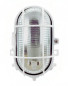 Opbouw ovale IP44 buitenlamp met raster, wit