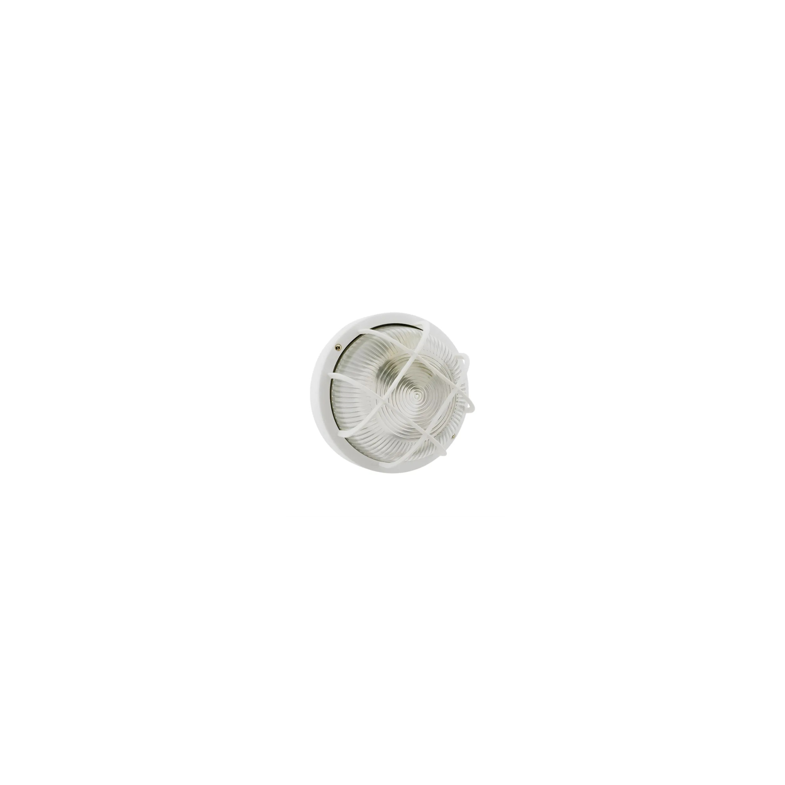 Hublot rond d\'éclairage extérieur IP44 en applique avec grille, blanc