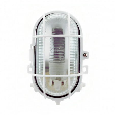 Luce esterna ovale 470 Lumen, IP44, montaggio a superficie con ottica, bianco 