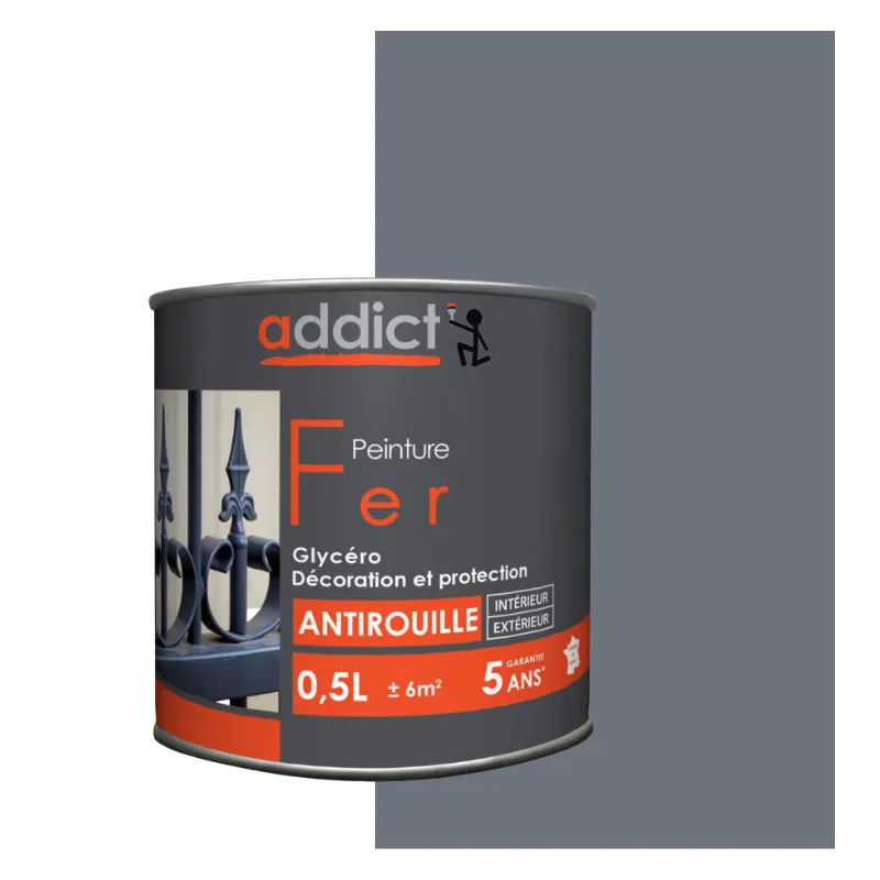 Glycerol anti-rust metal paint, anthracite gray, 0.5 liter for interior and exterior Glycerol anti-rust metal paint, anthracite gray, 0.5 liter for interior and exterior