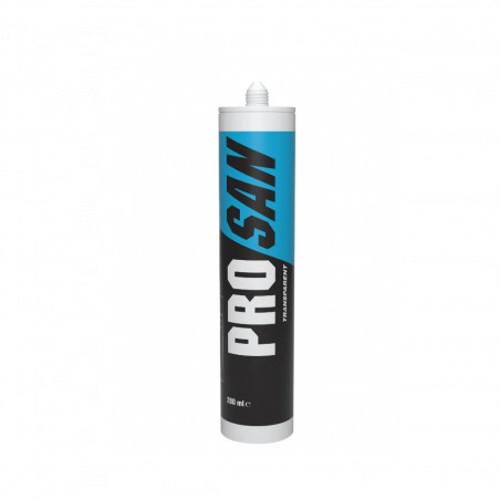Mastic silicone sanitaire transparent, PRO SAN 280 ml, carton de 24 pièces