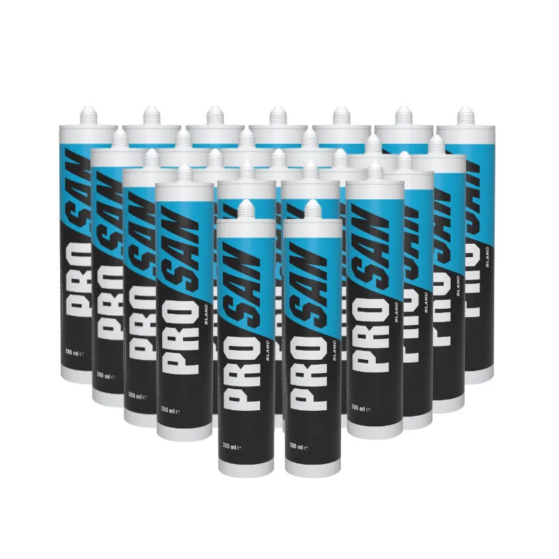 Doos van 24 witte sanitaire siliconen, PRO SAN 280 ml