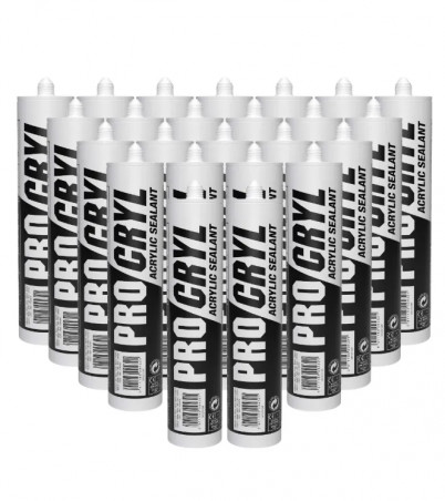 Doos van 24 acrylaatkitten PRO CRYL wit, 280 ml