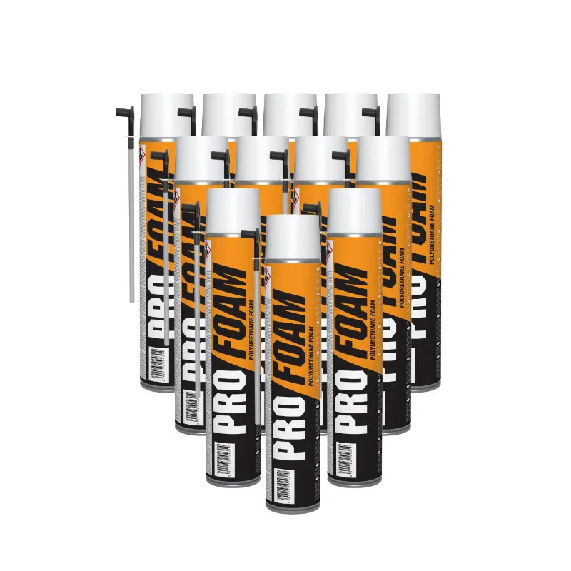 Carton de 12 mousses expansives polyuréthanes PRO FOAM, PU manuel, 700 ml Carton de 12 mousses expansives polyuréthanes PRO FOAM, PU manuel, 700 ml