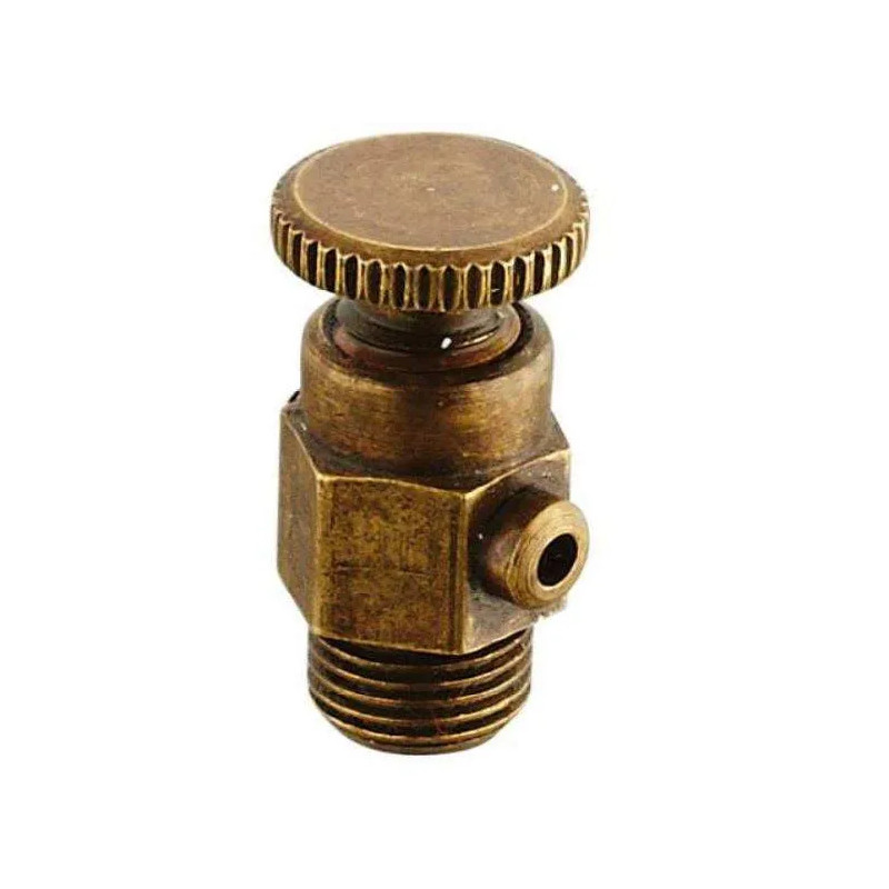 Messing 5x10 (1/8") radiatorafvoerventiel met handwiel