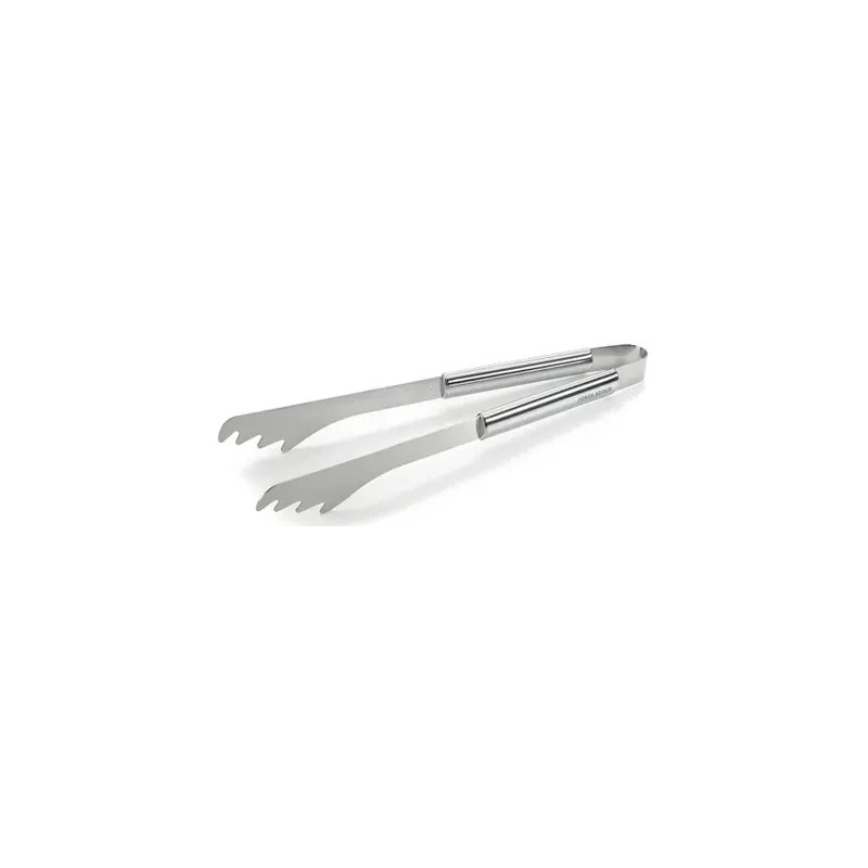 Korte roestvrijstalen tang voor plancha.