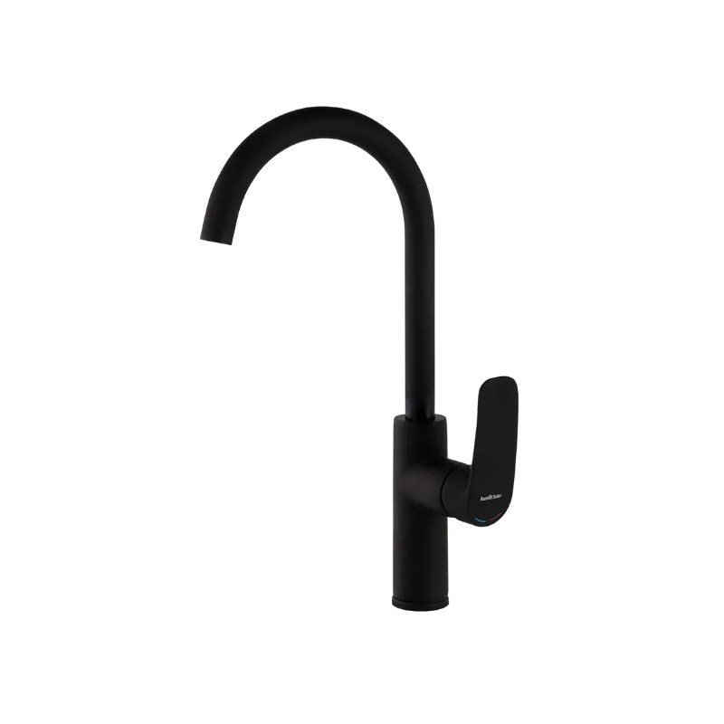 Nieuwe gulp" hoge zwarte gootsteenkraan, 400mm hoog.