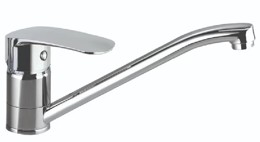 New fly" low-spout sink mixer, 154mm high.