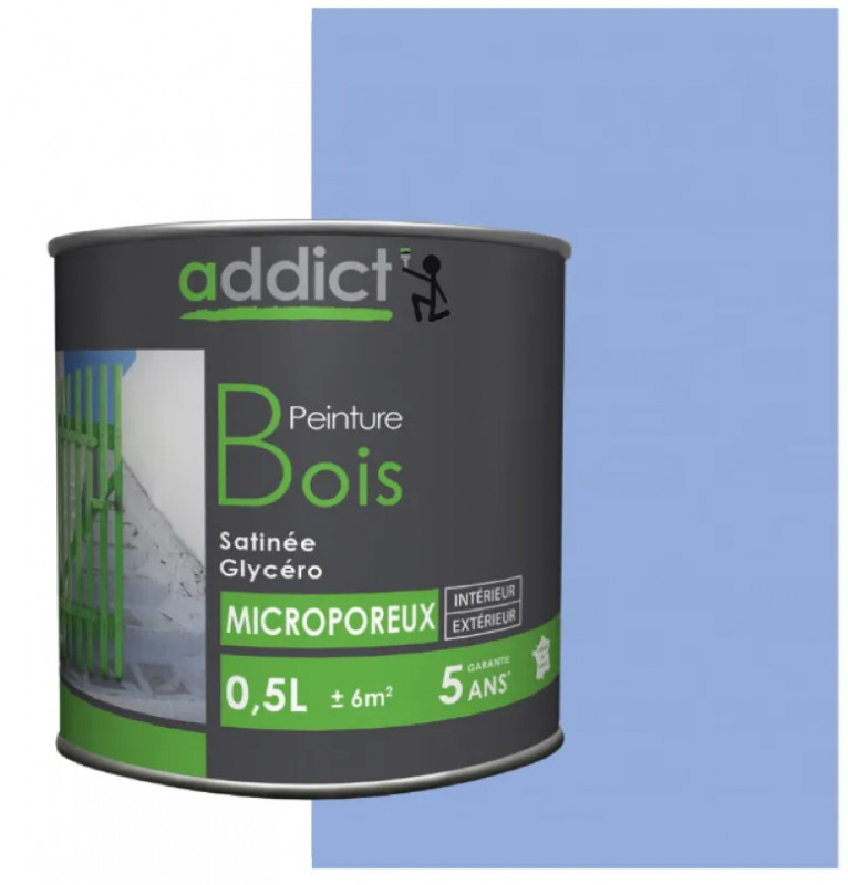 Pintura especial para madera glicero, azul lavanda satinado, 0,5 litros