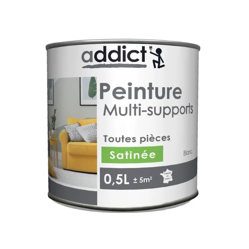 Peinture acrylique multi supports, blanc satin, 0,5 litre. Peinture acrylique multi supports, blanc satin, 0,5 litre.