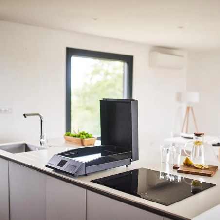 Electric griddle with hood 