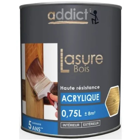 Lasure bois acrylique satin teinte pin, 0.75L.