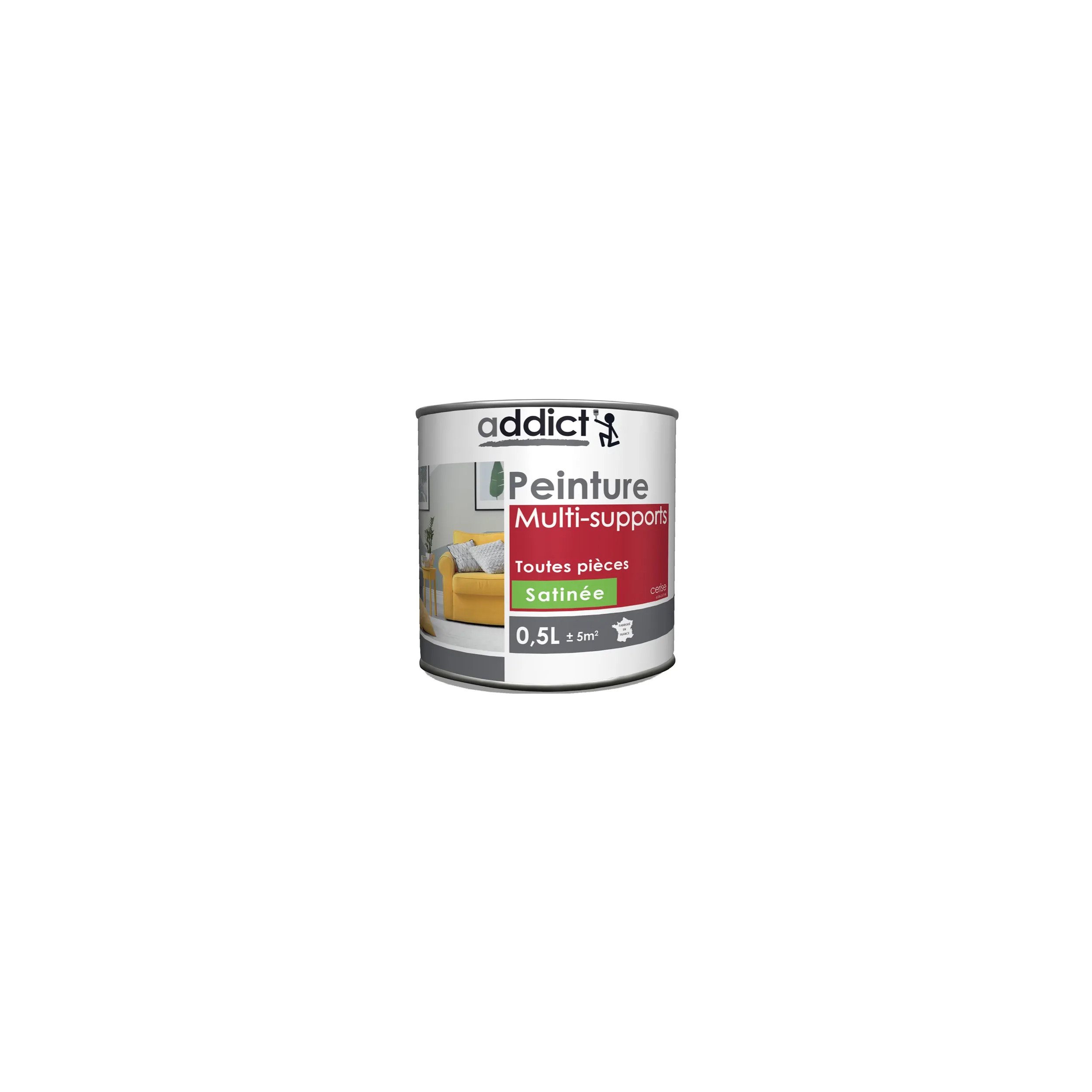 Peinture acrylique multi supports, cerise satin, 0,5 litre.