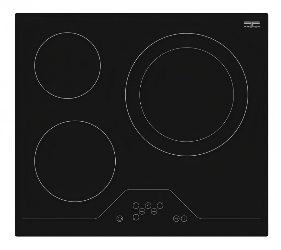 Inbouwkookplaat, keramische kookplaat met 3 zones en tiptoetsbediening, zwart