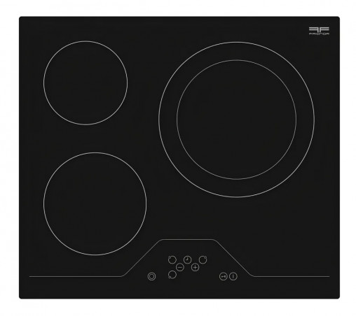 Table de cuisson vitrocéramique sensitive 3 zones de cuisson.