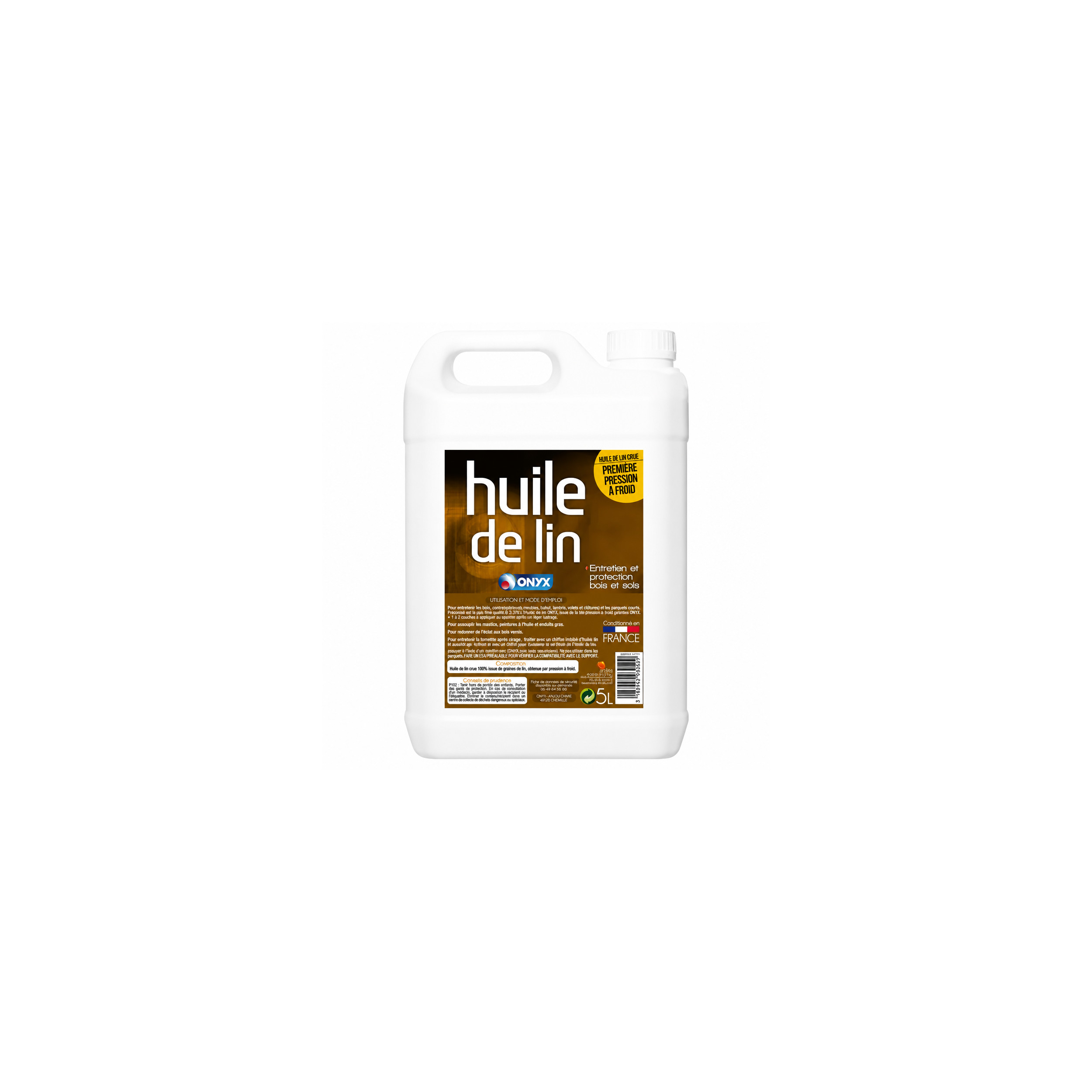 Olio di lino 100% crudo, 5 litri.