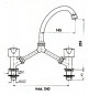 Grifo lavabo puente cromado, separación variable, crucetas de latón, pico tubo móvil Grifo lavabo puente cromado, separación variable, crucetas de latón, pico tubo móvil